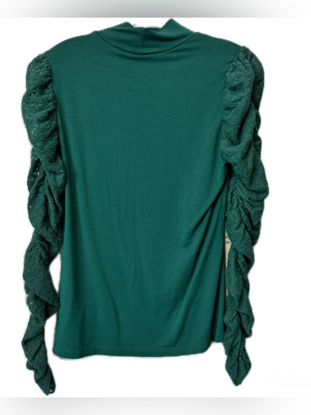 Anthropologie Maeve Green Ruched Sleeve Mock Neck Top Small - Picture 3 of 7